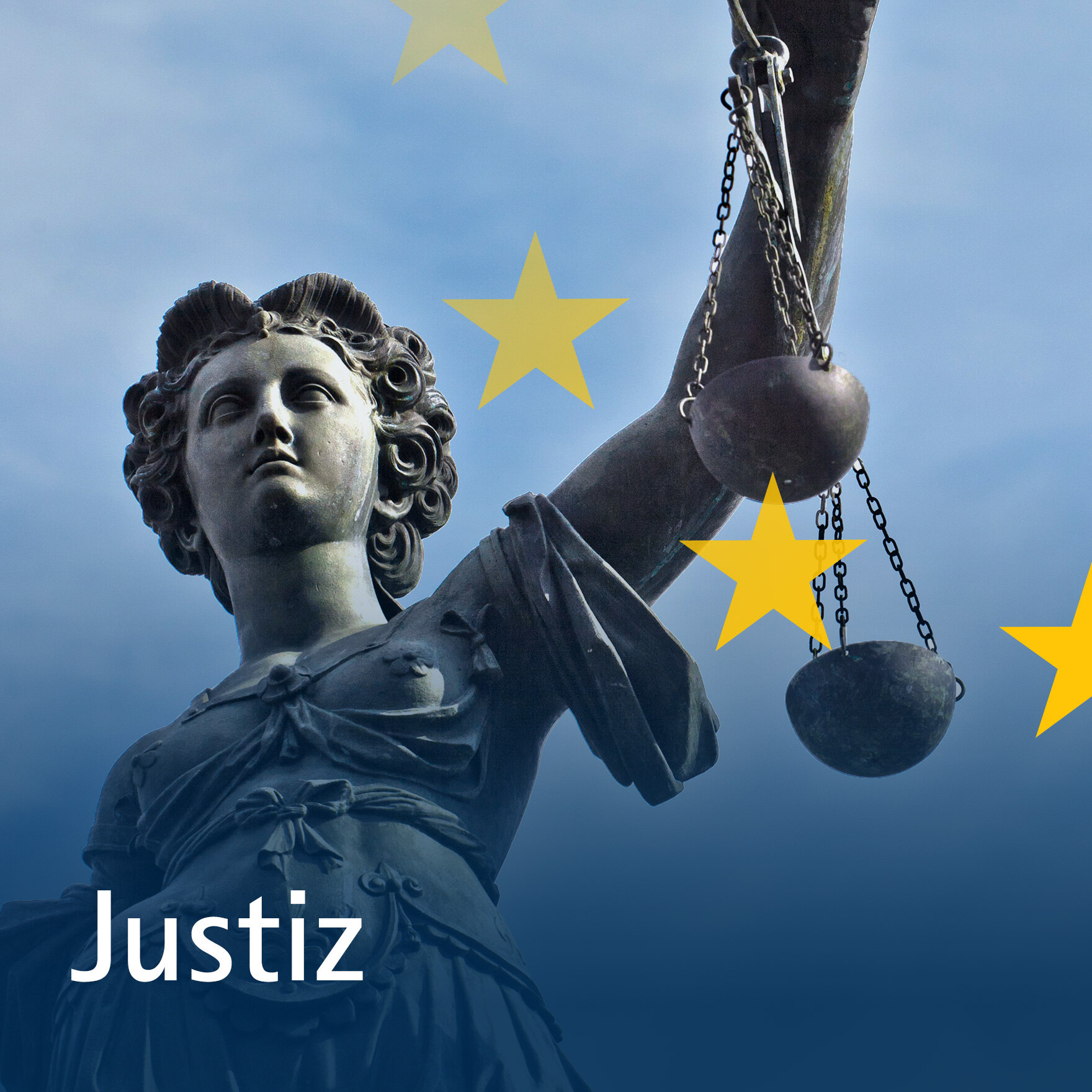 Alternativtext: Justitia als Statue hält eine Waage in der Hand hoch.