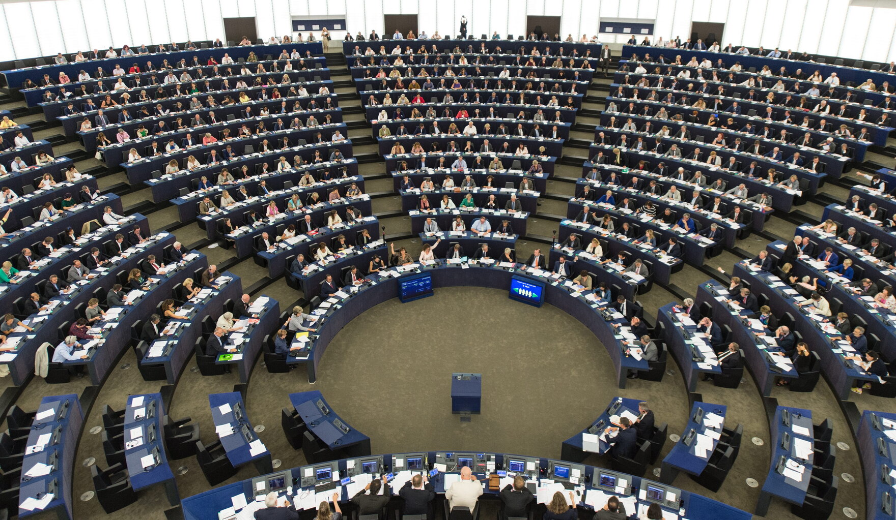 Blick in den Plenarssal des Europäischen Parlamentes.